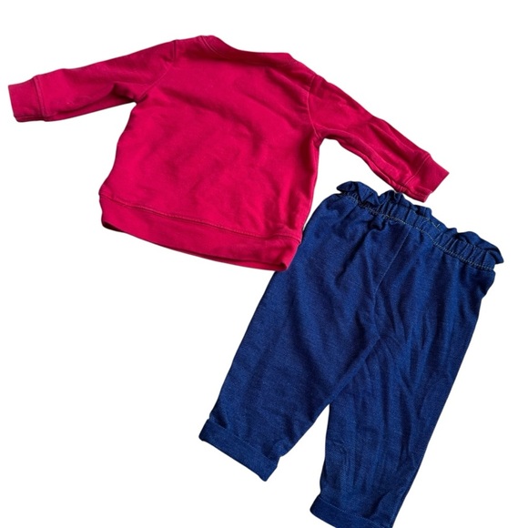 Carter’s 6M Set Outfit Red Blue Sweatshirt pull on pants Baby Girl Boy - Picture 2 of 5